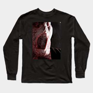 Portrait, digital collage and special processing. Mouth closeup. Rage, demon, brutal. Very bright, white and red. Long Sleeve T-Shirt